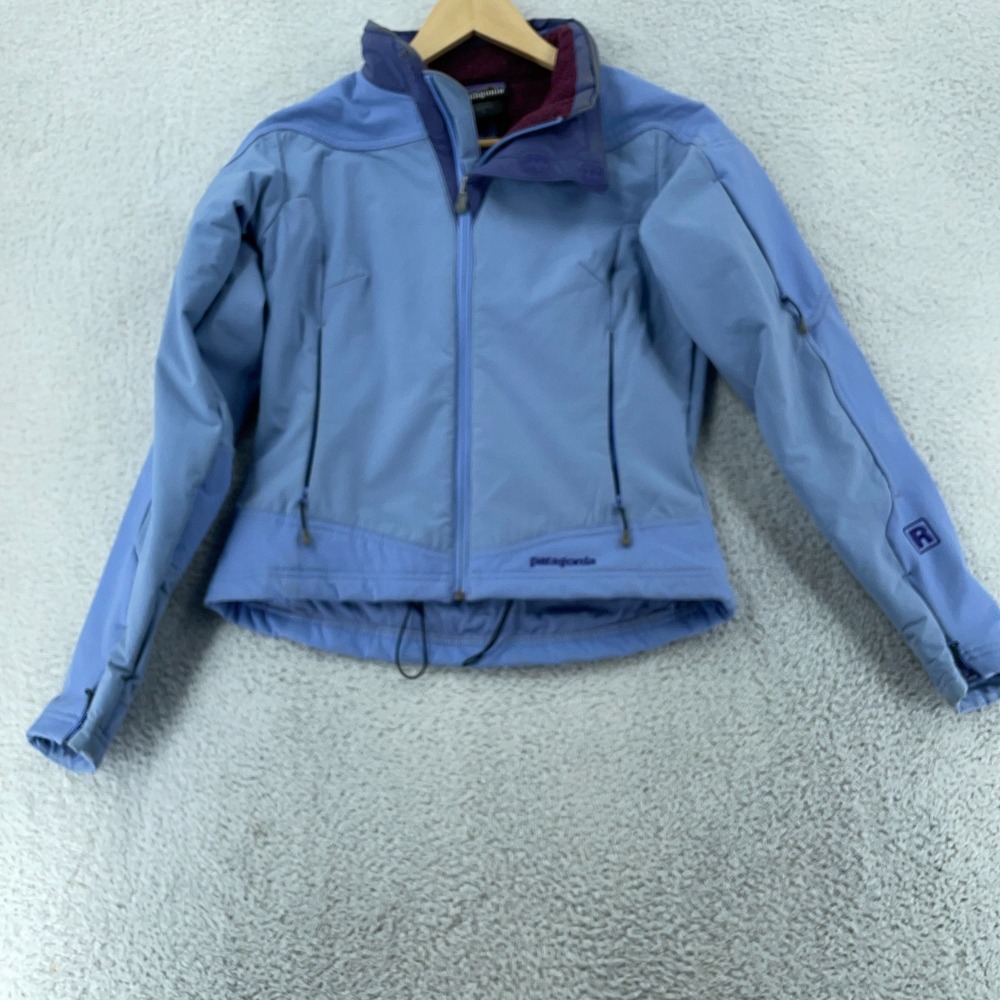 Patagonia Softshell Jacket Women Small Blue Fleece Lined Full Zip Outdoor Hiking